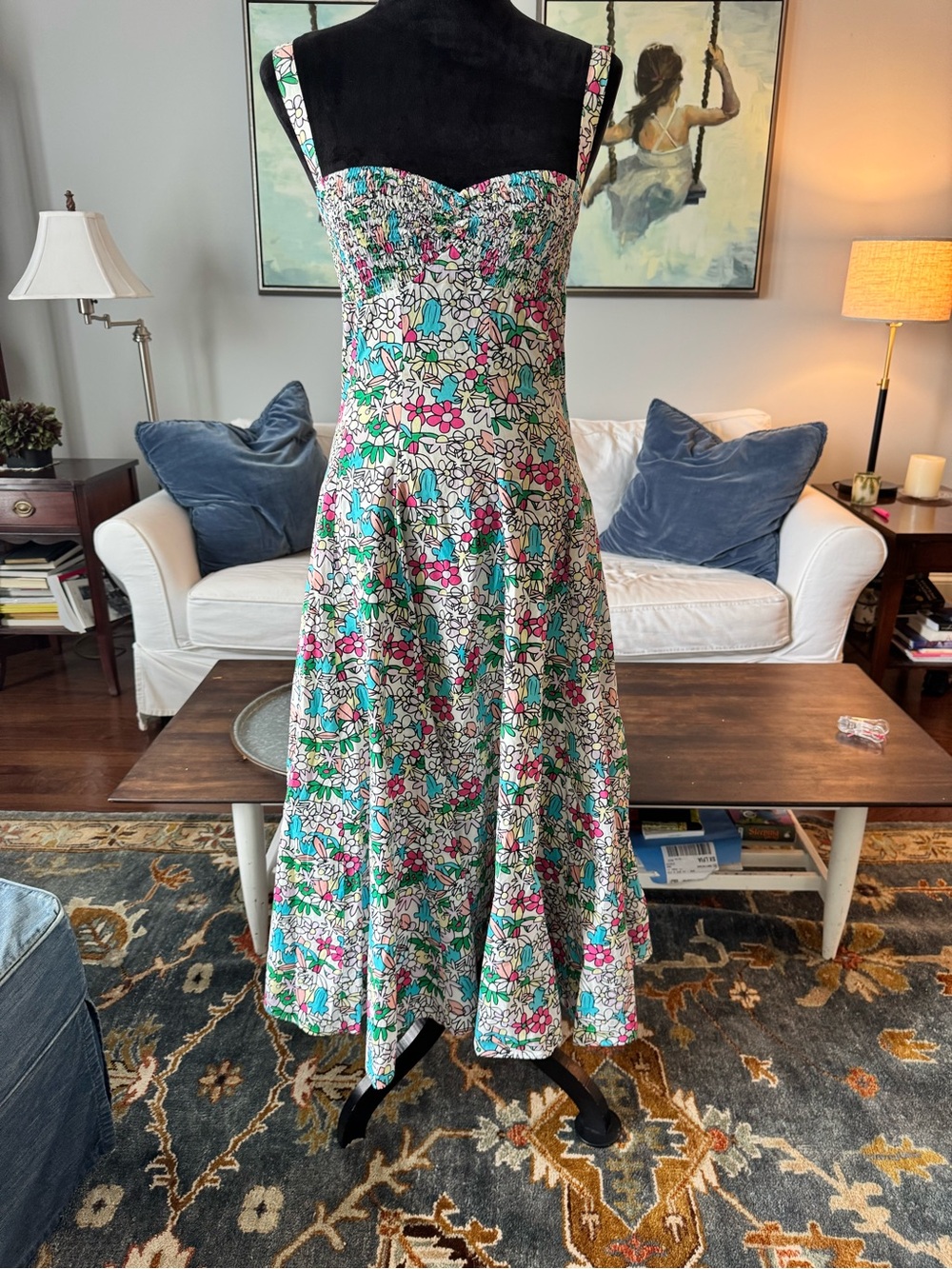 SWF Floral Sundress with Pink & Teal Flowers